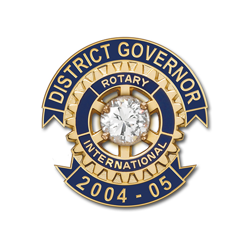 Rotary 2004-05 Karat Gold District Governor Lapel Pin w/.50 cz center